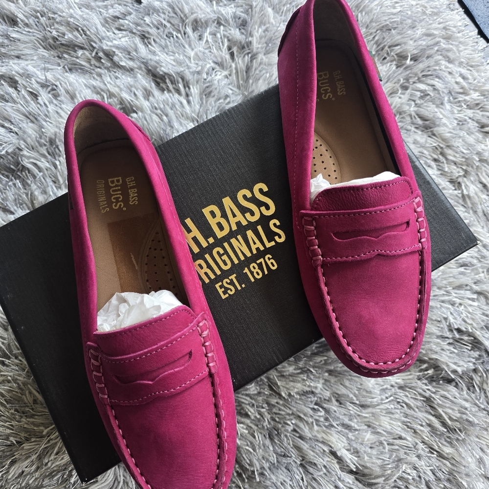 G.H. Bass Magenta Moccasins